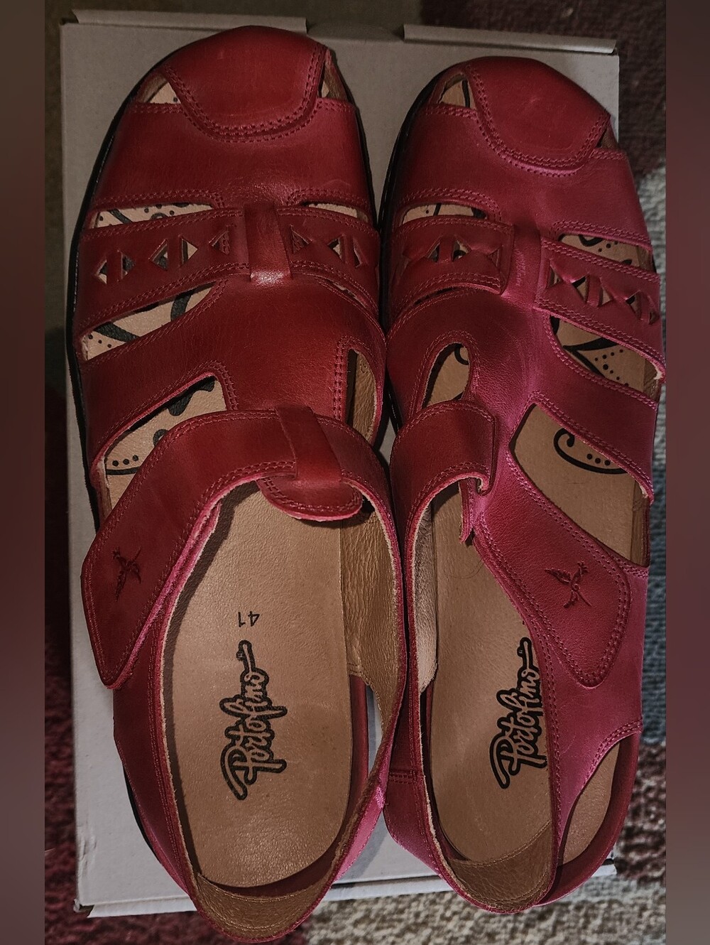 BRAND NEW IN BOX Portofino Orthopedic Sandals In Red Genuine Leather